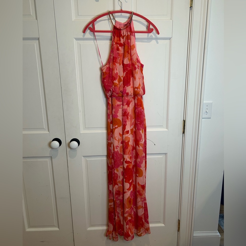 MSK Floral Halter Maxi Dress